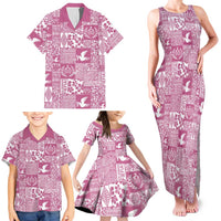 Pink Tonga Kilisimasi Fiefia Family Matching Tank Maxi Dress and Hawaiian Shirt Pacific Patchwork Xmas Vibes LT9 - Polynesian Pride
