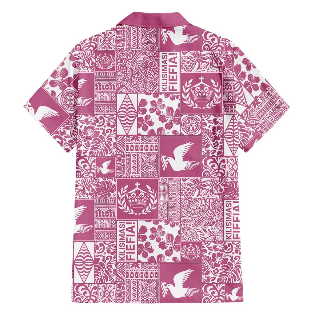 Pink Tonga Kilisimasi Fiefia Family Matching Tank Maxi Dress and Hawaiian Shirt Pacific Patchwork Xmas Vibes LT9 - Polynesian Pride