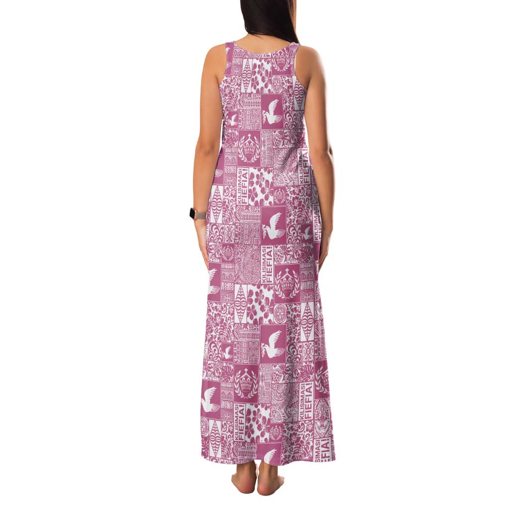 Pink Tonga Kilisimasi Fiefia Family Matching Tank Maxi Dress and Hawaiian Shirt Pacific Patchwork Xmas Vibes LT9 - Polynesian Pride