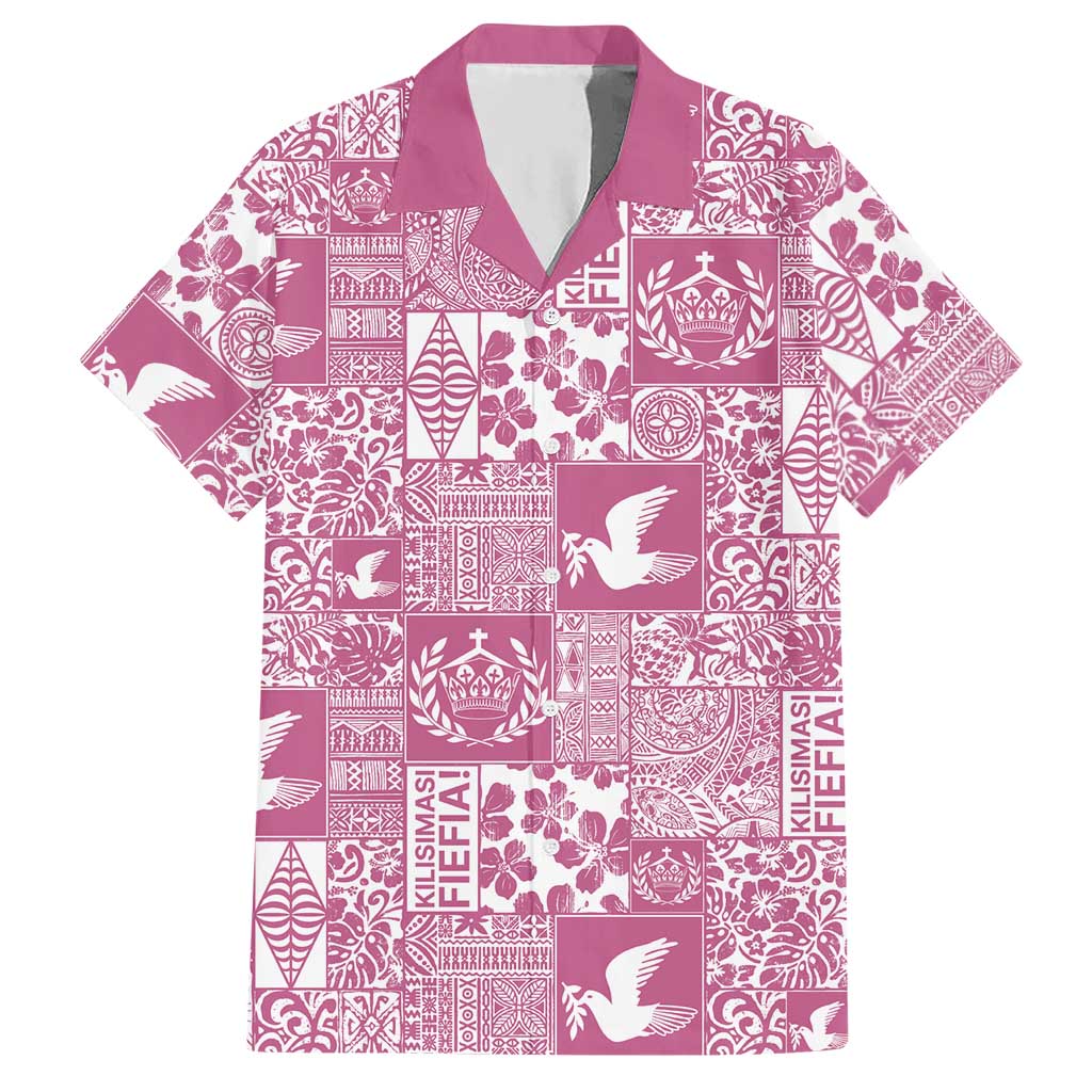 Pink Tonga Kilisimasi Fiefia Hawaiian Shirt Pacific Patchwork Xmas Vibes - Polynesian Pride