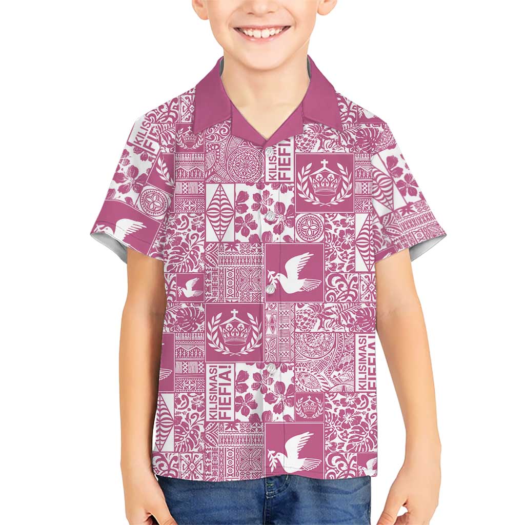Pink Tonga Kilisimasi Fiefia Hawaiian Shirt Pacific Patchwork Xmas Vibes - Polynesian Pride