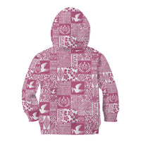 Pink Tonga Kilisimasi Fiefia Kid Hoodie Pacific Patchwork Xmas Vibes LT9 - Polynesian Pride