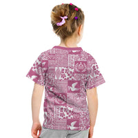 Pink Tonga Kilisimasi Fiefia Kid T Shirt Pacific Patchwork Xmas Vibes - Polynesian Pride