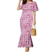 Pink Tonga Kilisimasi Fiefia Mermaid Dress Pacific Patchwork Xmas Vibes LT9 Women Pink - Polynesian Pride