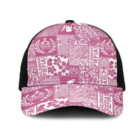 Pink Tonga Kilisimasi Fiefia Mesh Trucker Cap Pacific Patchwork Xmas Vibes - Polynesian Pride