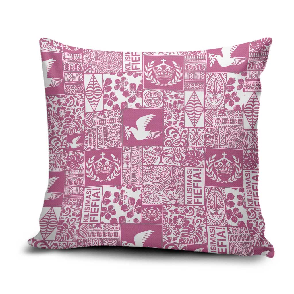 Pink Tonga Kilisimasi Fiefia Pillow Cover Pacific Patchwork Xmas Vibes LT9 Pink - Polynesian Pride