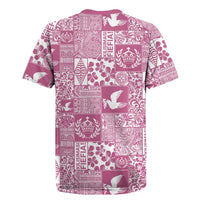 Pink Tonga Kilisimasi Fiefia Rugby Jersey Pacific Patchwork Xmas Vibes - Polynesian Pride