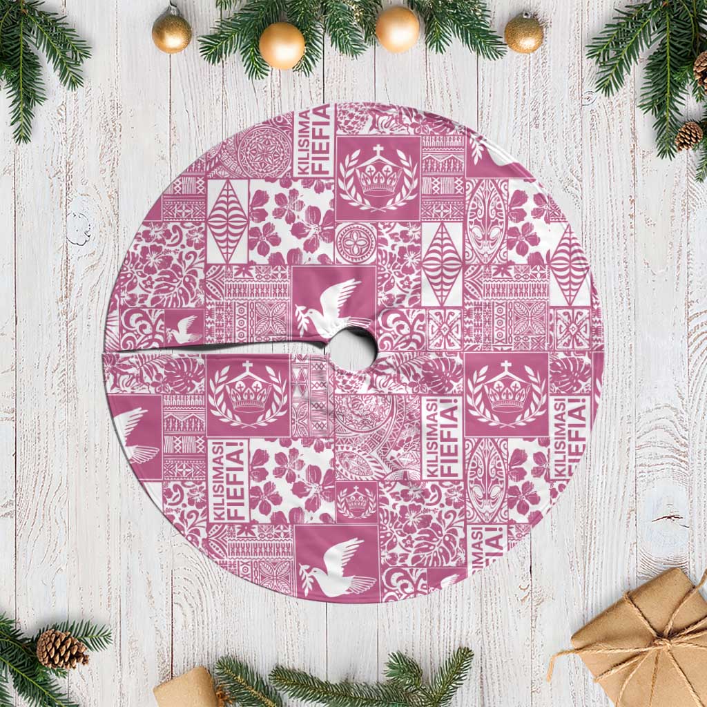 Pink Tonga Kilisimasi Fiefia Tree Skirt Pacific Patchwork Xmas Vibes LT9 Casual Pink - Polynesian Pride