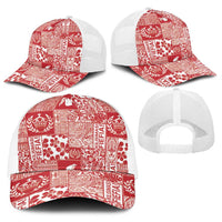 Red Tonga Kilisimasi Fiefia Baseball Net Cap Pacific Patchwork Xmas Vibes - Polynesian Pride