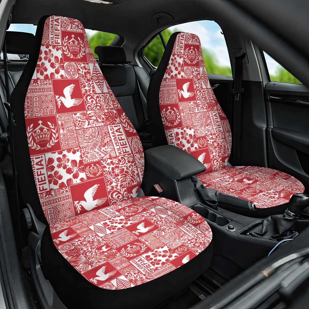 Red Tonga Kilisimasi Fiefia Car Seat Cover Pacific Patchwork Xmas Vibes LT9 One Size Red - Polynesian Pride