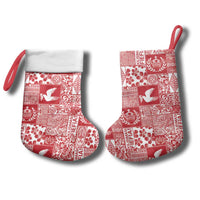 Red Tonga Kilisimasi Fiefia Christmas Stocking Pacific Patchwork Xmas Vibes - Polynesian Pride