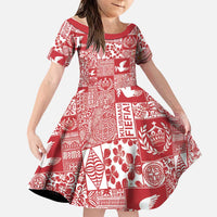 Red Tonga Kilisimasi Fiefia Family Matching Mermaid Dress and Hawaiian Shirt Pacific Patchwork Xmas Vibes LT9 Daughter's Dress Red - Polynesian Pride