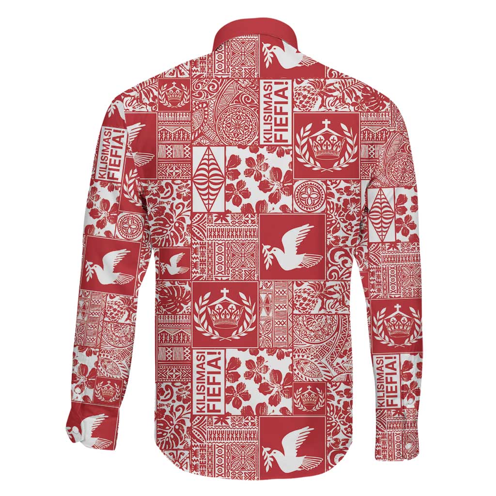 Red Tonga Kilisimasi Fiefia Family Matching Short Sleeve Bodycon Dress and Hawaiian Shirt Pacific Patchwork Xmas Vibes LT9 - Polynesian Pride
