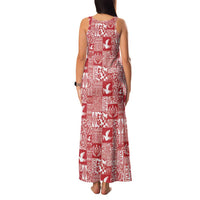 Red Tonga Kilisimasi Fiefia Family Matching Tank Maxi Dress and Hawaiian Shirt Pacific Patchwork Xmas Vibes LT9 - Polynesian Pride