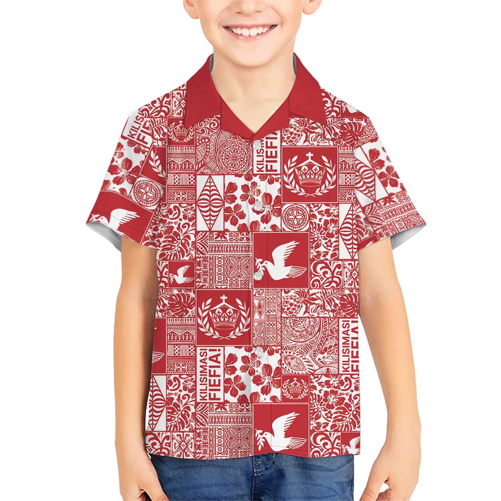 Red Tonga Kilisimasi Fiefia Hawaiian Shirt Pacific Patchwork Xmas Vibes - Polynesian Pride