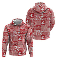 Red Tonga Kilisimasi Fiefia Hoodie Pacific Patchwork Xmas Vibes - Polynesian Pride