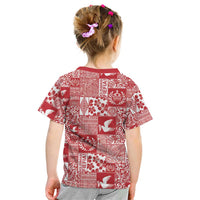 Red Tonga Kilisimasi Fiefia Kid T Shirt Pacific Patchwork Xmas Vibes LT9 - Polynesian Pride