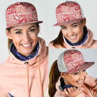 Red Tonga Kilisimasi Fiefia Mesh Trucker Cap Pacific Patchwork Xmas Vibes - Polynesian Pride