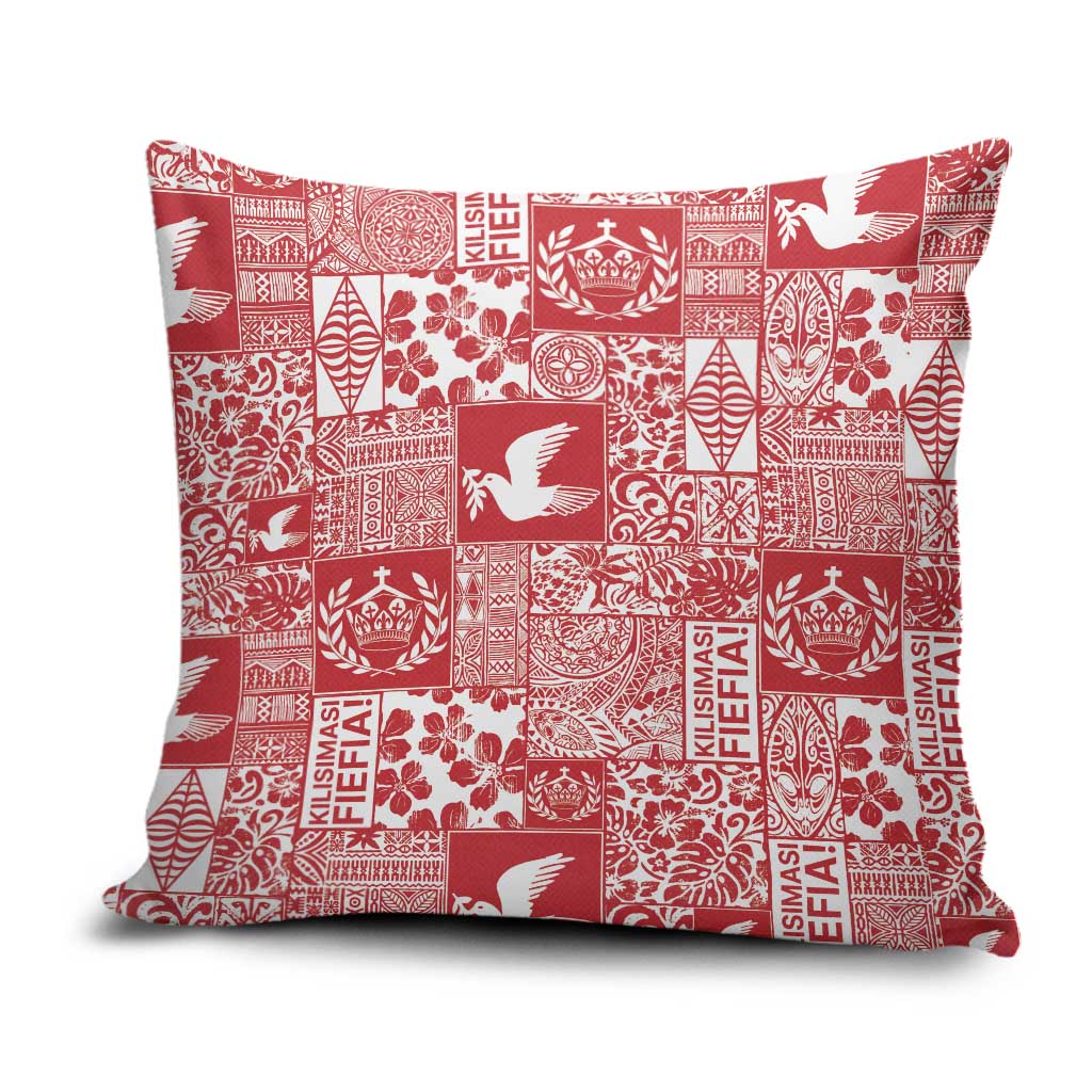 Red Tonga Kilisimasi Fiefia Pillow Cover Pacific Patchwork Xmas Vibes LT9 Red - Polynesian Pride