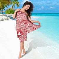 Red Tonga Kilisimasi Fiefia Sarong Pacific Patchwork Xmas Vibes - Polynesian Pride
