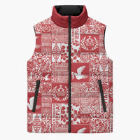 Red Tonga Kilisimasi Fiefia Sleeveless Puffer Jacket Pacific Patchwork Xmas Vibes LT9 Unisex Red - Polynesian Pride