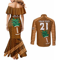 Custom Hawaii Honolulu Bowl Couples Matching Mermaid Dress and Long Sleeve Button Shirt With Kakau Tribal Pattern LT9 - Polynesian Pride