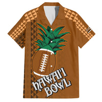 Custom Hawaii Honolulu Bowl Family Matching Off Shoulder Maxi Dress and Hawaiian Shirt With Kakau Tribal Pattern LT9 Dad's Shirt - Short Sleeve Brown - Polynesian Pride