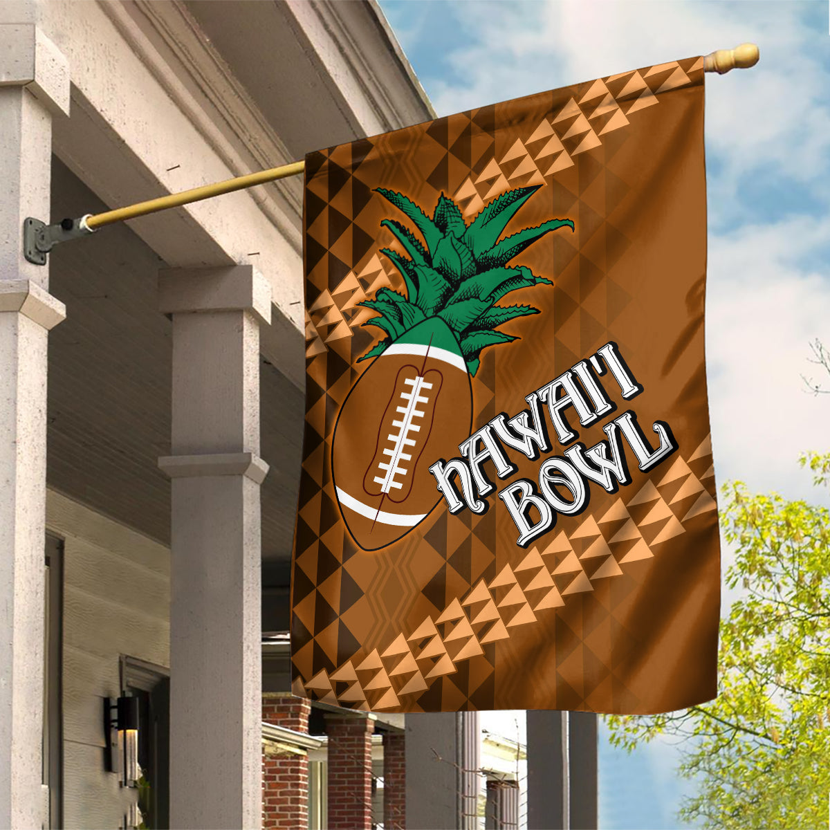 Custom Hawaii Honolulu Bowl Garden Flag With Kakau Tribal Pattern LT9 House Flag Brown - Polynesian Pride