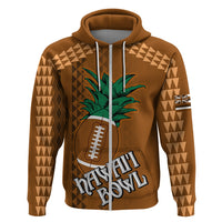 Custom Hawaii Honolulu Bowl Hoodie With Kakau Tribal Pattern LT9 Zip Hoodie Brown - Polynesian Pride