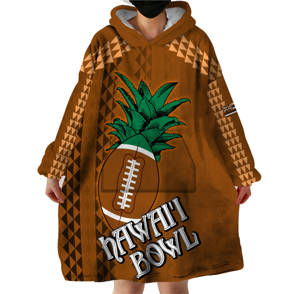 Custom Hawaii Honolulu Bowl Wearable Blanket Hoodie With Kakau Tribal Pattern LT9 - Polynesian Pride