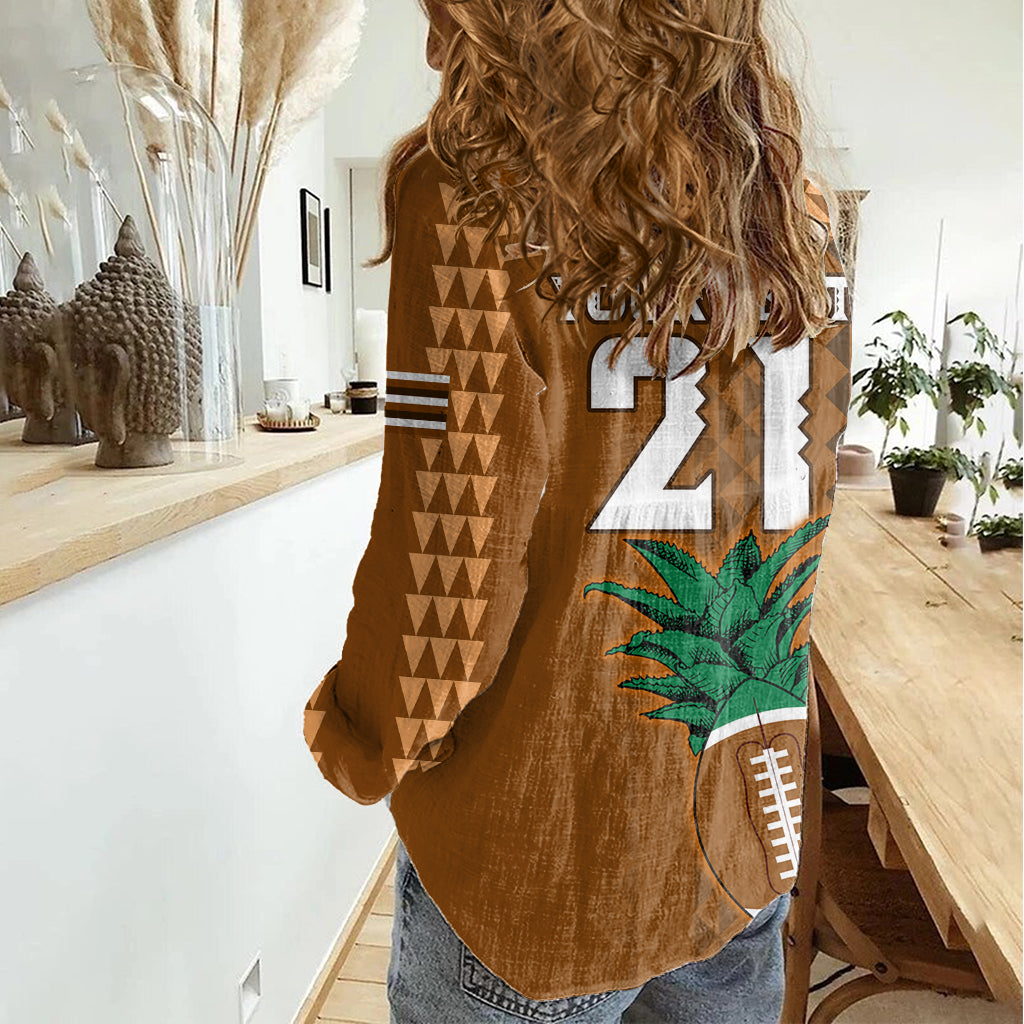 Custom Hawaii Honolulu Bowl Women Casual Shirt With Kakau Tribal Pattern LT9 - Polynesian Pride