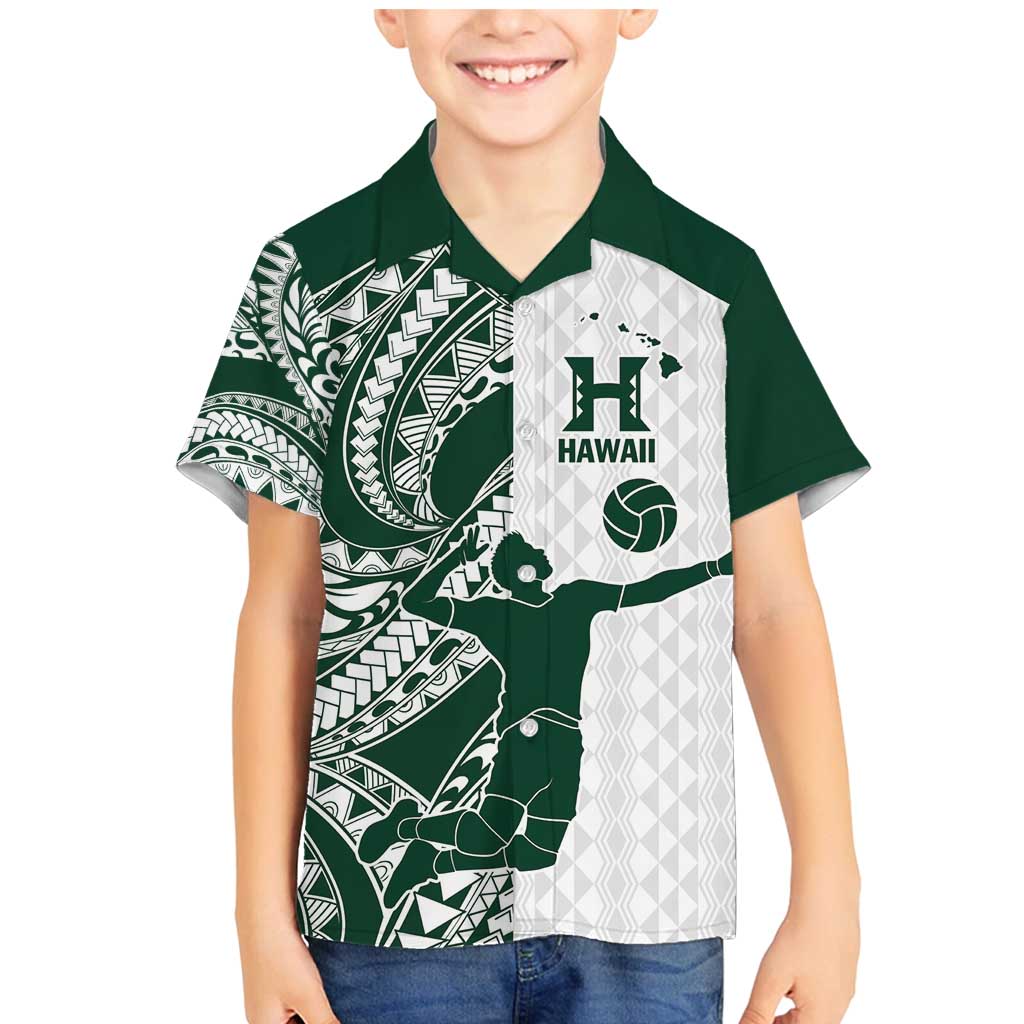 Polynesian Hawaii Volleyball Custom Family Matching Mermaid Dress and Hawaiian Shirt Kakau with Sport Style LT9 Son's Shirt White - Polynesian Pride