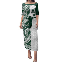 Polynesian Hawaii Volleyball Custom Family Matching Puletasi and Hawaiian Shirt Kakau with Sport Style LT9 Mom's Dress White - Polynesian Pride