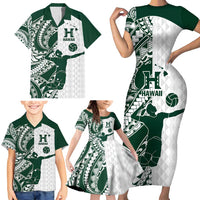 Polynesian Hawaii Volleyball Custom Family Matching Short Sleeve Bodycon Dress and Hawaiian Shirt Kakau with Sport Style LT9 - Polynesian Pride