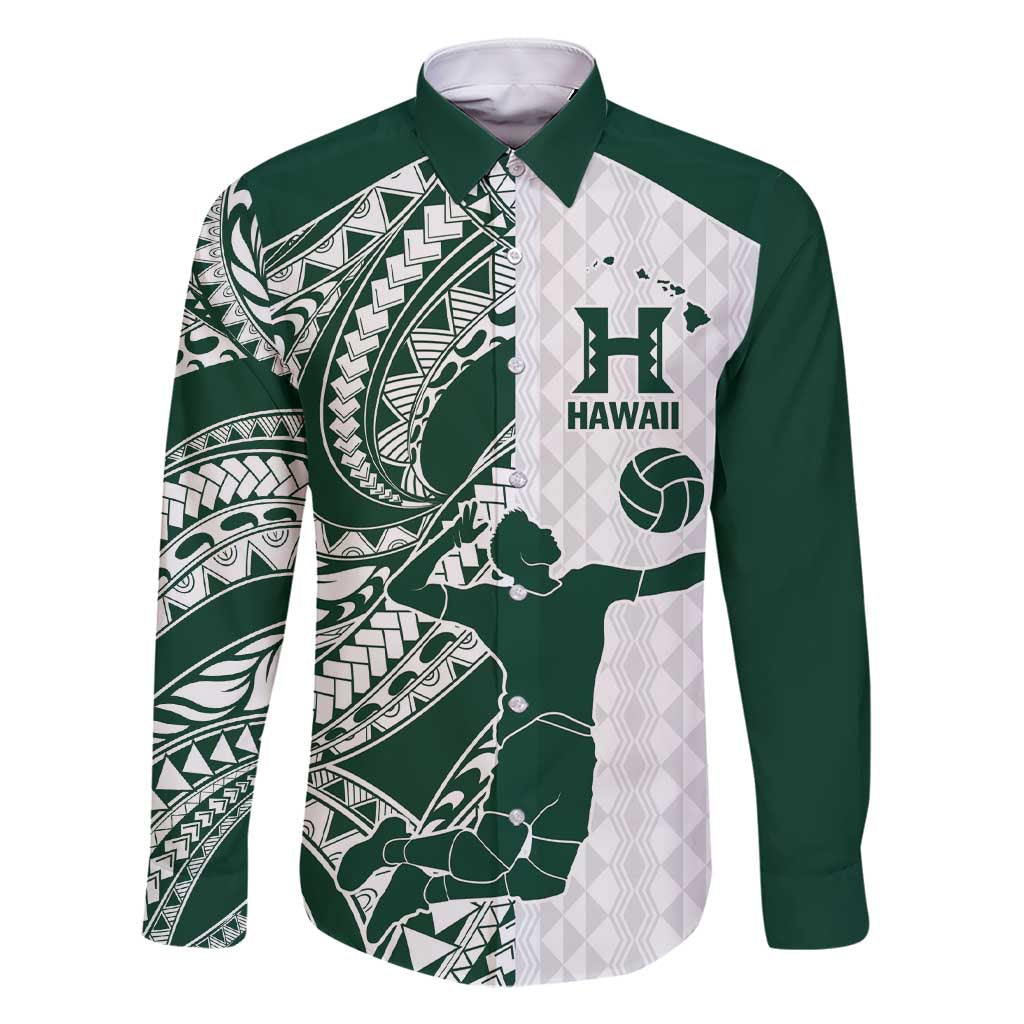 Polynesian Hawaii Volleyball Custom Family Matching Short Sleeve Bodycon Dress and Hawaiian Shirt Kakau with Sport Style LT9 Dad's Shirt - Long Sleeve White - Polynesian Pride