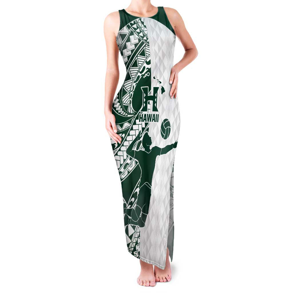 Polynesian Hawaii Volleyball Custom Family Matching Tank Maxi Dress and Hawaiian Shirt Kakau with Sport Style LT9 Mom's Dress White - Polynesian Pride