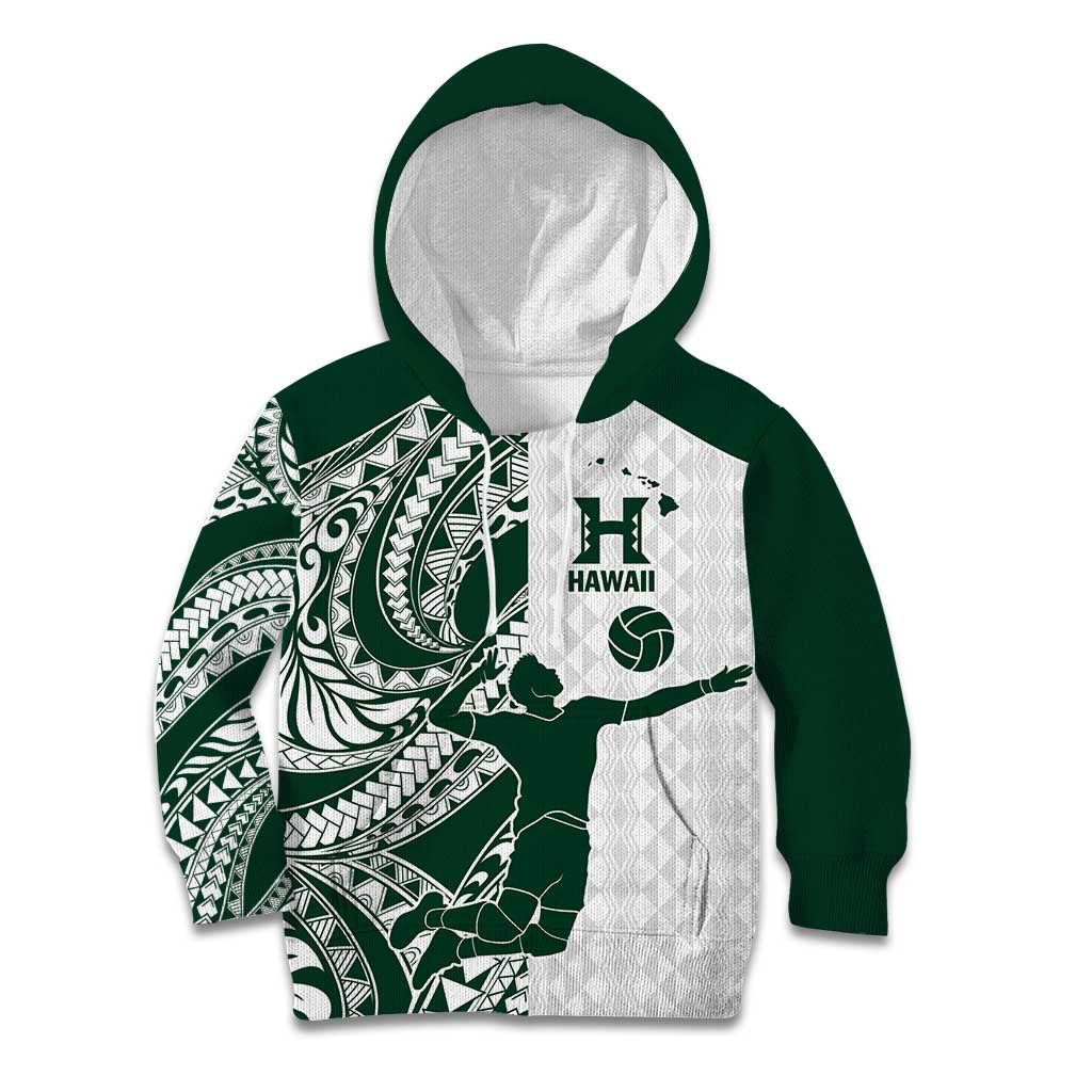 Polynesian Hawaii Volleyball Custom Kid Hoodie Kakau with Sport Style LT9 Hoodie White - Polynesian Pride