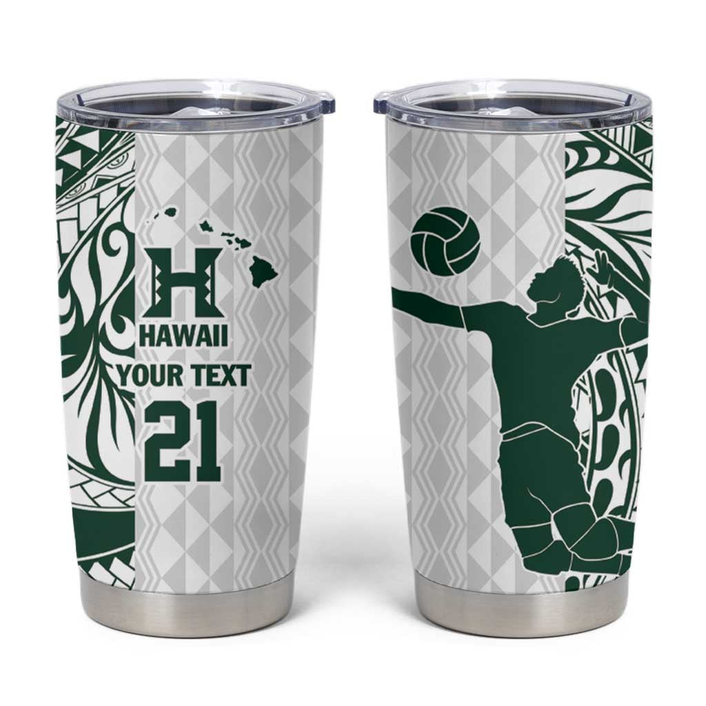 Polynesian Hawaii Volleyball Custom Tumbler Cup Kakau with Sport Style LT9 White - Polynesian Pride