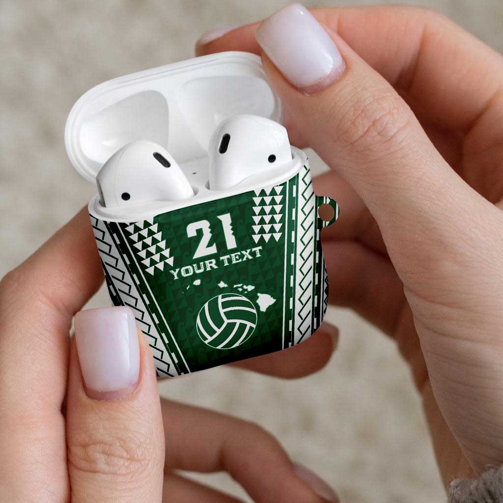 Polynesian Hawaii Volleyball Custom AirPods Case Green Kakau with Map Motif - Polynesian Pride
