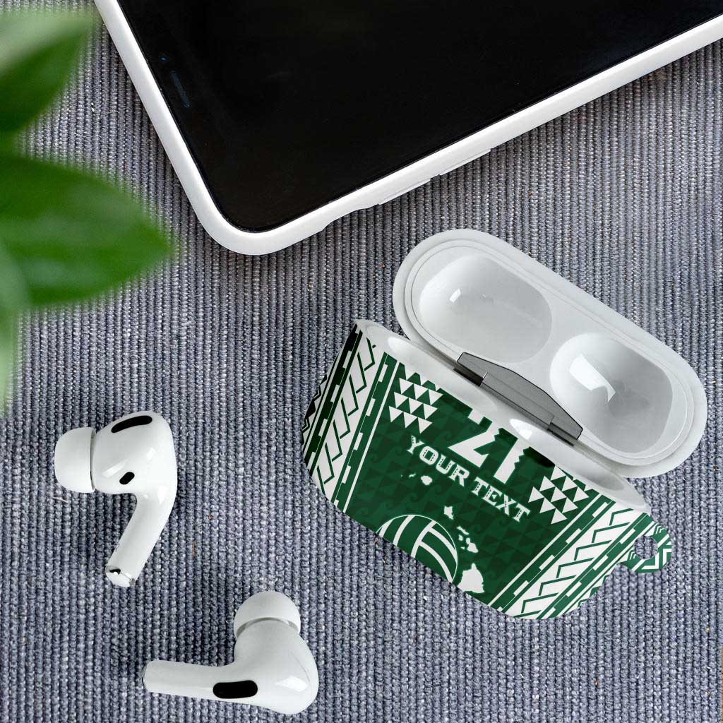 Polynesian Hawaii Volleyball Custom AirPods Case Green Kakau with Map Motif - Polynesian Pride