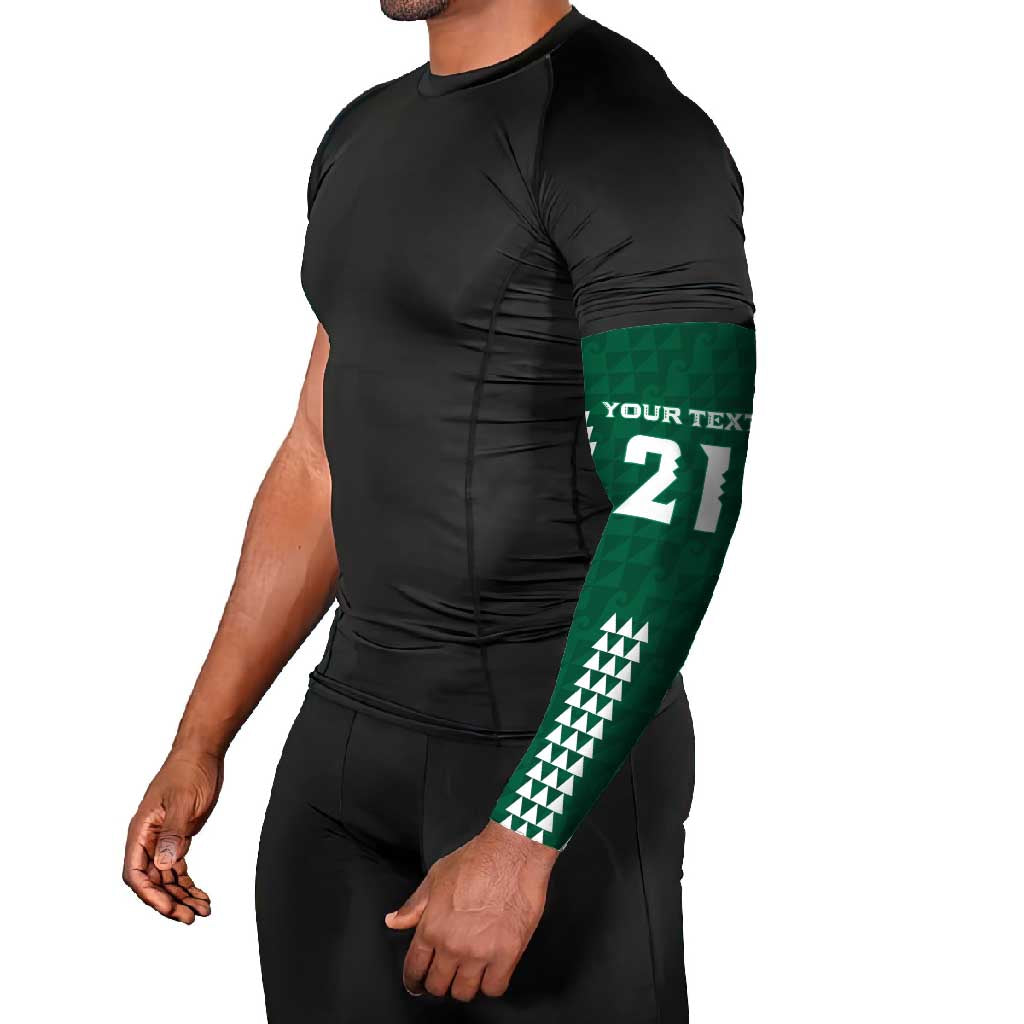 Polynesian Hawaii Volleyball Custom Arm Sleeves Green Kakau with Map Motif - Polynesian Pride
