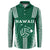 Polynesian Hawaii Volleyball Custom Button Sweatshirt Green Kakau with Map Motif