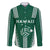 Polynesian Hawaii Volleyball Custom Family Matching Off The Shoulder Long Sleeve Dress and Hawaiian Shirt Green Kakau with Map Motif