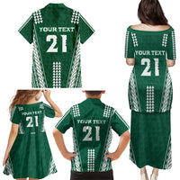 Polynesian Hawaii Volleyball Custom Family Matching Puletasi and Hawaiian Shirt Green Kakau with Map Motif LT9 - Polynesian Pride