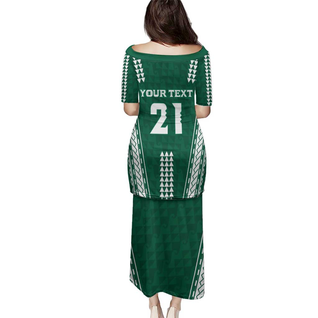 Polynesian Hawaii Volleyball Custom Family Matching Puletasi and Hawaiian Shirt Green Kakau with Map Motif LT9 - Polynesian Pride