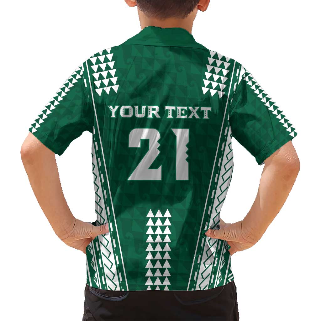 Polynesian Hawaii Volleyball Custom Family Matching Short Sleeve Bodycon Dress and Hawaiian Shirt Green Kakau with Map Motif LT9 - Polynesian Pride