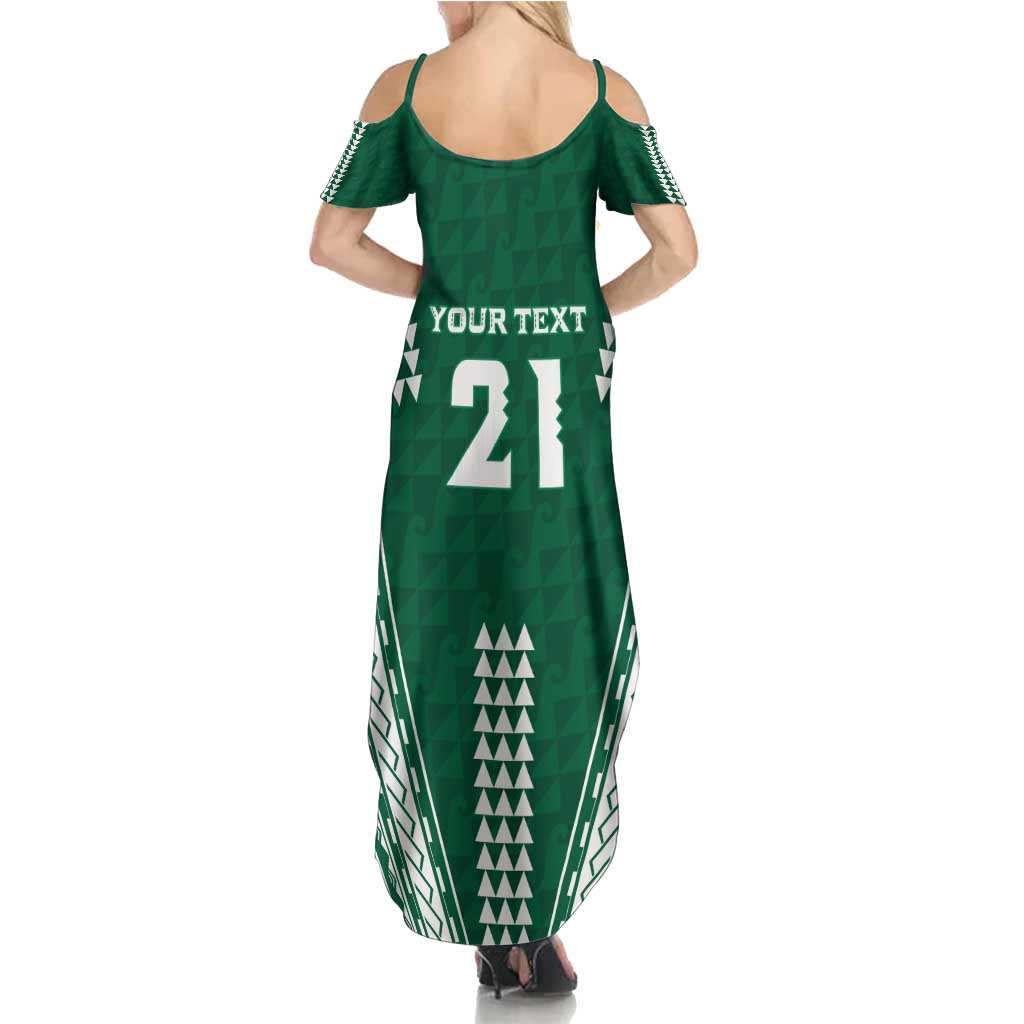 Polynesian Hawaii Volleyball Custom Family Matching Summer Maxi Dress and Hawaiian Shirt Green Kakau with Map Motif LT9 - Polynesian Pride
