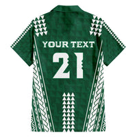 Polynesian Hawaii Volleyball Custom Hawaiian Shirt Green Kakau with Map Motif