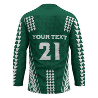 Polynesian Hawaii Volleyball Custom Hockey Jersey Green Kakau with Map Motif - Polynesian Pride