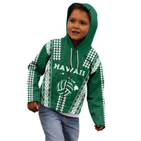 Polynesian Hawaii Volleyball Custom Kid Hoodie Green Kakau with Map Motif LT9 - Polynesian Pride